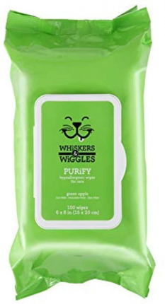 Wags & Wiggles Pañitos Purify Manzana Hipoalergénicos - 100 Unidades Para Gato